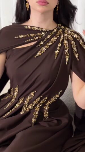 ⁦فستان سهرة لون بني⁩ - الصورة ⁦6⁩