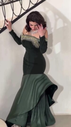 فستان سهرة لون أخضر