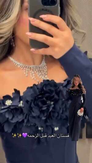 ⁦فستان سهرة لون كحلي⁩ - الصورة ⁦5⁩