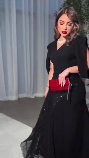 ⁦فستان سهرة لون اسود⁩ - الصورة ⁦6⁩