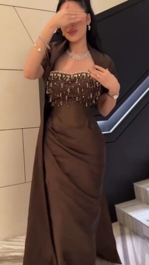 ⁦فستان سهرة لون بني⁩ - الصورة ⁦5⁩