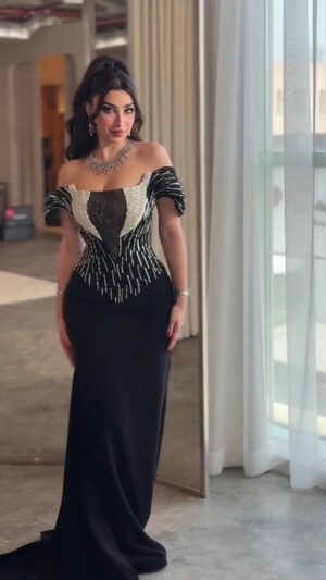 ⁦فستان سهرة لون أسود⁩ - الصورة ⁦7⁩