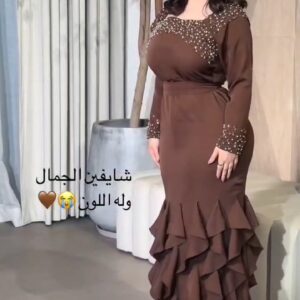فستان سهرة لون بني