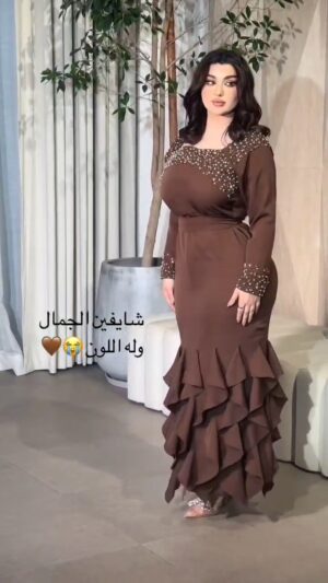 فستان سهرة لون بني