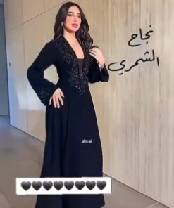 فستان سهرة لون اسود كريب استرتش