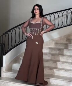 فستان سهرة لون بني