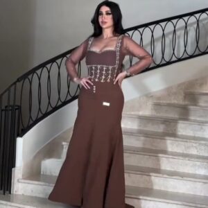 فستان سهرة لون بني