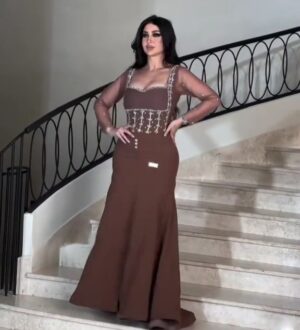 فستان سهرة لون بني