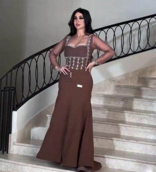 فستان سهرة لون بني