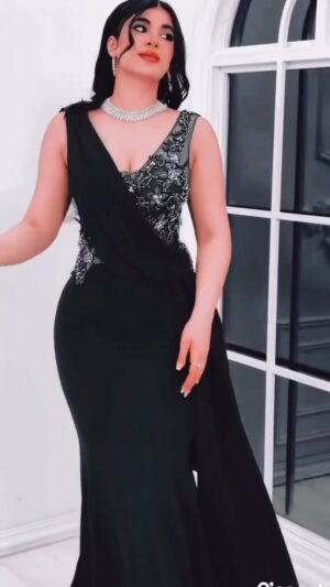 ⁦فستان سهرة كريب⁩ - الصورة ⁦14⁩