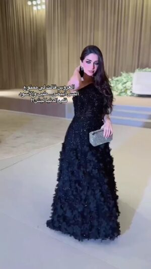 ⁦فستان سهرة لون أسود⁩ - الصورة ⁦5⁩