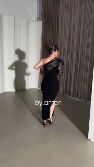 ⁦فستان سهرة لون اسود⁩ - الصورة ⁦6⁩