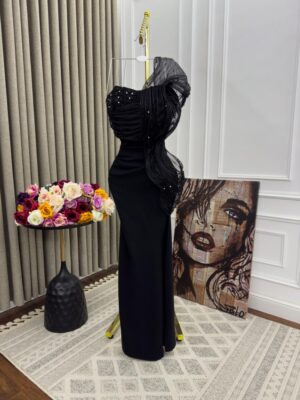 ⁦فستان سهرة لون اسود⁩ - الصورة ⁦3⁩