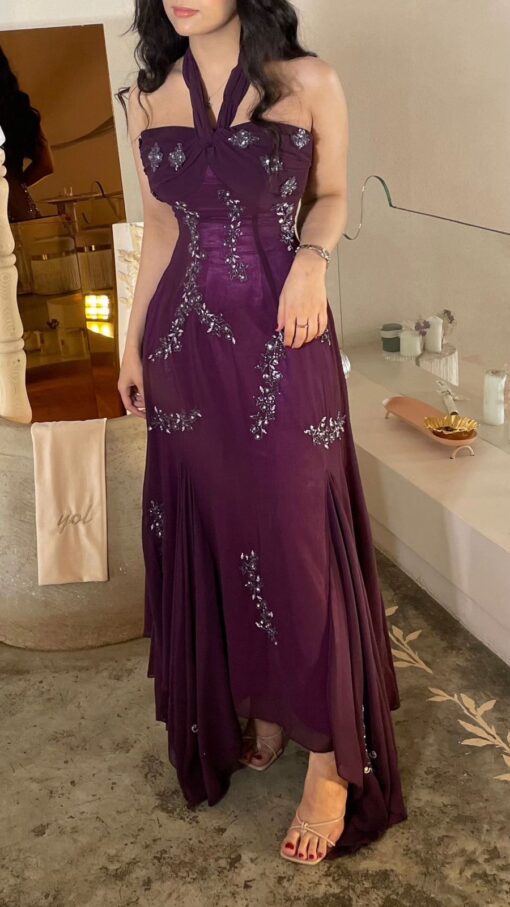 ⁦فستان سهرة لون عودي⁩ - الصورة ⁦9⁩
