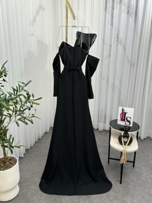 ⁦فستان سهرة لون اسود فخم⁩ - الصورة ⁦5⁩