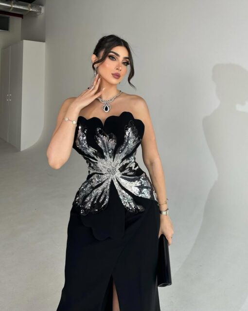 ⁦فستان سهرة لون اسود⁩ - الصورة ⁦5⁩
