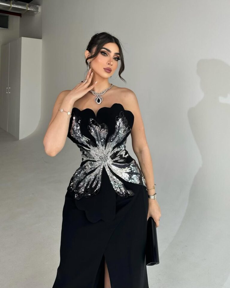 ⁦فستان سهرة لون اسود⁩ - الصورة ⁦5⁩