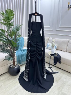 ⁦فستان سهرة لون اسود⁩ - الصورة ⁦4⁩