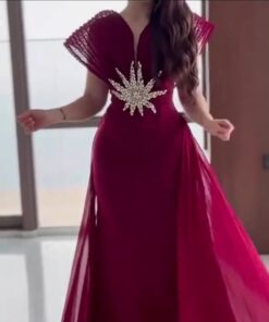 فستان سهرة لون عنابي