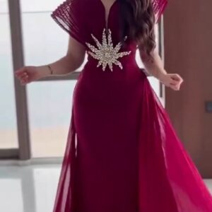 فستان سهرة لون عنابي