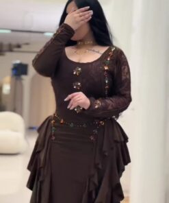 فستان سهرة لون بني