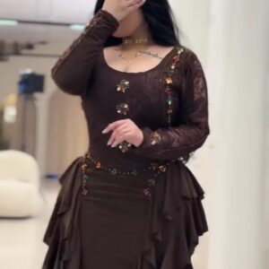 فستان سهرة لون بني