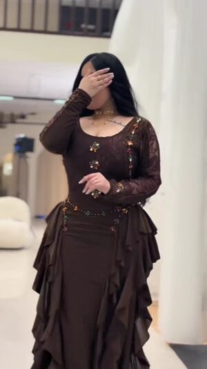 فستان سهرة لون بني