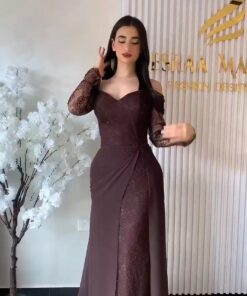فستان سهرة لون بني