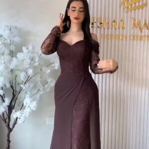 فستان سهرة لون بني