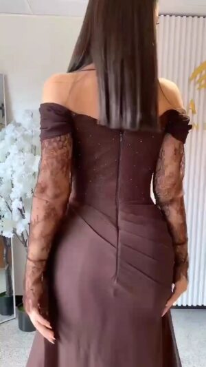 ⁦فستان سهرة لون بني⁩ - الصورة ⁦5⁩