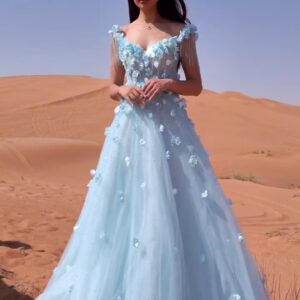 فستان سهرة سماوي