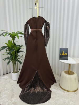 ⁦فستان سهرة لون بني⁩ - الصورة ⁦4⁩