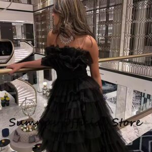 فستان سهرة لون اسود تل