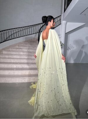 ⁦فستان سهرة لون أصفر⁩ - الصورة ⁦2⁩