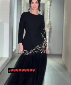 فستان سهرة كريب لون أسود