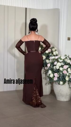 ⁦فستان سهرة لون بني⁩ - الصورة ⁦5⁩