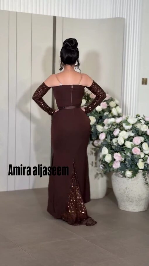 ⁦فستان سهرة لون بني⁩ - الصورة ⁦5⁩