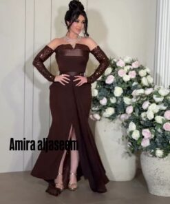 فستان سهرة لون بني
