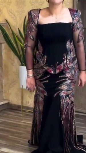 ⁦فستان سهرة لون اسود راقي⁩ - الصورة ⁦6⁩