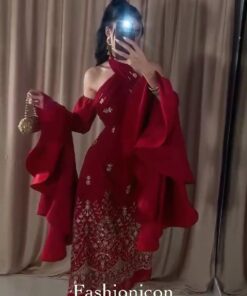 فستان سهرة أحمر فاخر