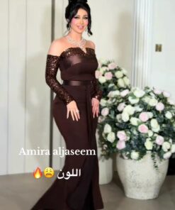 فستان سهرة لون بني