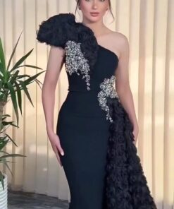 فستان سهرة لون أسود طويل