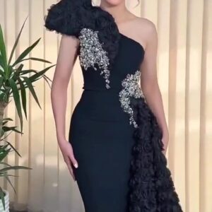 فستان سهرة لون أسود طويل