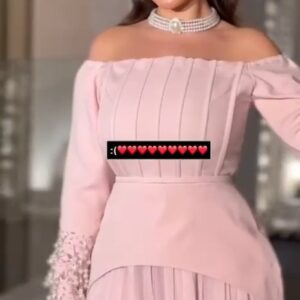 فستان سهرة لون وردي ناعم