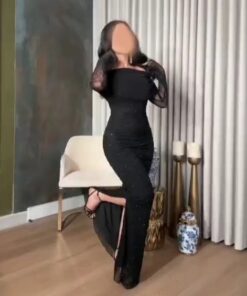 Alternative view of فستان سهرة أسود أنيق بتصميم فاخر لإطلالة تخطف الأنظار