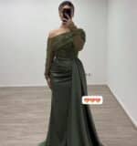 فساتين لون زيتي