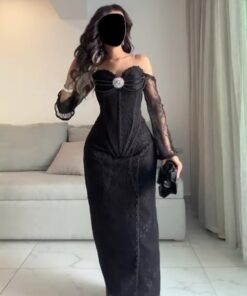 فستان سهرة أسود دانتيل