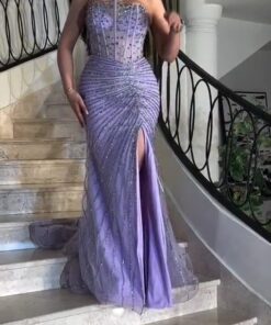 فستان سهرة موف فاتح