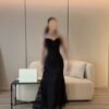 فستان سهرة أسود دانتيل أنيق
