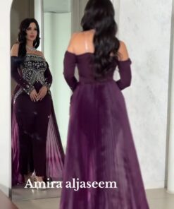 Alternative view of فستان سهرة فخم بلون بنفسجي غامق